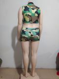 Fashion Sexy Camouflage Print Vest Shorts Two-piece Set