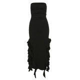 Fashion One-shoulder Tube Top Bag Hip Irregular Dress