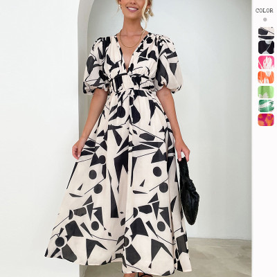 Fashionable Temperament Printed Long Dress