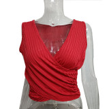 New Sexy Cross Slim Fit Pleated Solid Color Vest