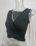 New Sexy Cross Slim Fit Pleated Solid Color Vest