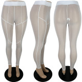 Net Yarn See-through Skinny Hip-lifting Casual Trousers