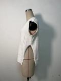 Solid Color Bat Sleeve Slit Waistcoat Loose Casual Sleeveless Sweater