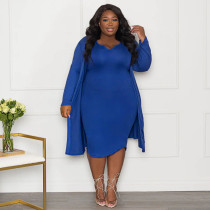 Casual Long-sleeved Plus-size Tube Top Dress Two-piece Set