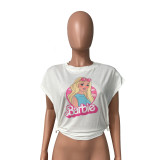 Barbie Print Sleeveless Sexy Athleisure Crop Top