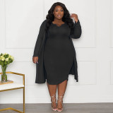 Casual Long-sleeved Plus-size Tube Top Dress Two-piece Set