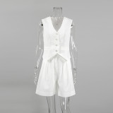 Fashion Cotton And Linen Commuter Small Suit And Vest Set