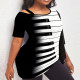 Piano Keyboard Print Irregular Hem Oversized T-Shirt