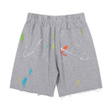 Hand-painted Splash-ink Printed Cotton Casual Shorts