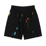 Hand-painted Splash-ink Printed Cotton Casual Shorts