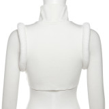 Fashionable Turtleneck Pullover Slim Fit Navel T-shirt
