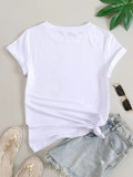 Casual Letter Print Round Neck Short Sleeve T-Shirt
