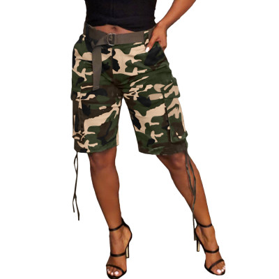 Spring/Summer Camouflage Drawstring Multi-Pocket Cargo Pants