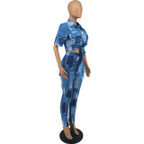 New Fashion Printed Workwear Style Casual Two-piece Set