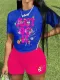 Casual Printed Round Neck Short Sleeve Two-Piece Set