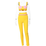 Fashion Liuding Buckle Suspender Color Matching Two-piece Set