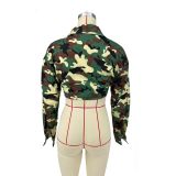 Autumn And Winter New Sexy Solid Color Camouflage Shirt Top
