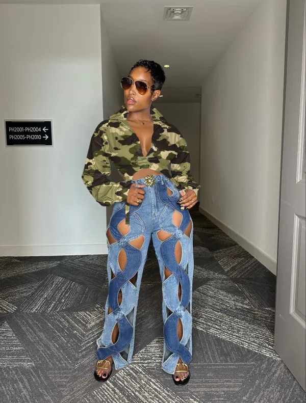 Autumn And Winter New Sexy Solid Color Camouflage Shirt Top