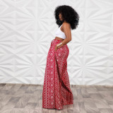 New Style Wide Leg Summer High Waist Printed Trousers