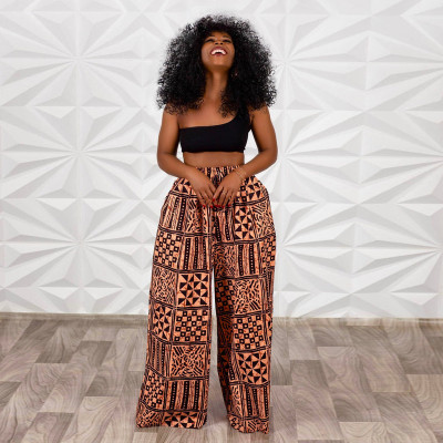 New Style Wide Leg Summer High Waist Printed Trousers