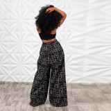 New Style Wide Leg Summer High Waist Printed Trousers