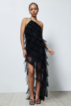 Sexy Mesh Latin Dance Long Swing Skirt Dress