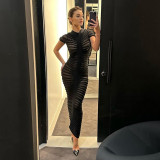 New Sexy Short-sleeved Knitted Turtleneck Slim Dress