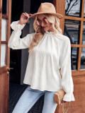 Casual Solid Color Ruffle Sleeve Slim Fashion Top