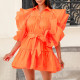Fashion Lapel Fly Sleeve A-Line Dress