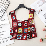 Multicolored Hook Embroidered Open-Knit Camisole