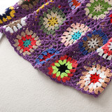 Multicolored Hook Embroidered Open-Knit Camisole