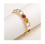 Fashion Alloy Stained Glass Point Diamond Bracelet