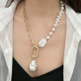Fashion Beaded Faux Baroque Pearl Pendant Necklace