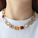 Fashion Alloy Glass Color Diamond Necklace