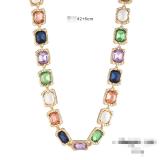 Fashion Alloy Glass Color Diamond Necklace