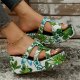 Summer New High-heeled Embroidered Flip Flops