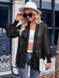 Casual Solid Color Loose Jacquard Cardigan Top