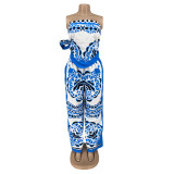 Fashion And Casual Printed Tube Top Trousers Two-piece Set