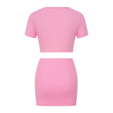 Fashion Sexy Top Pleated Skirt Casual Two-piece Set