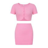 Fashion Sexy Top Pleated Skirt Casual Two-piece Set