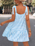 Trendy Strappy Striped Mosaic Dress