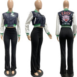Autumn And Winter Long-sleeved Printed Stitching Single-breasted Baseball Jacket