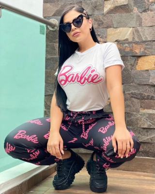 Autumn New Fashion And Cute Barbie Print Ladies Two-piece Set