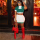 Casual Color Contrast Knit Cover Hip Skirt Set