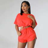 Fashion Casual Strappy Solid Color Shorts Two-piece Set