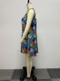 Sexy Sleeveless Print Tie Tank Dress