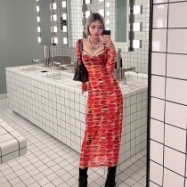 Fashion Sexy Mesh See-through High Waist Dress