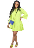 Solid Color Bell Sleeve Loose Dress