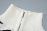 Autumn New Long-sleeved Zipper Half-high Collar Contrast Color Crop Top