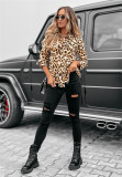 Autumn And Winter New Women's Leopard Print Lapel Long-sleeved Elegant Shirt